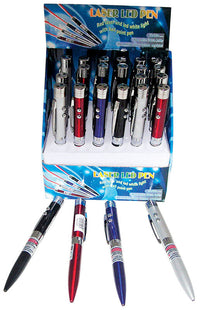 Diamond Visions Laser LED Black Retractable Ball Point Pen 1 pk (Pack of 24)