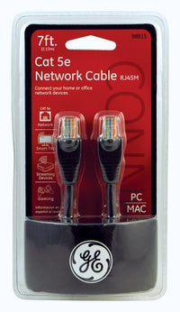 GE 7 ft. L Ethernet Cable CAT 5E