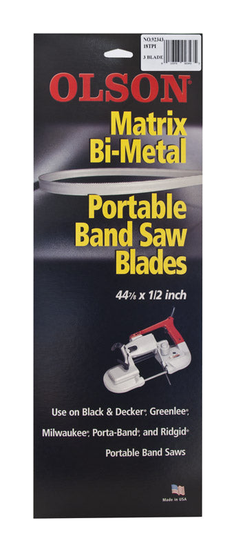 Olson 44.9 in. L X 0.5 in. W Bi-Metal Portable Band Saw Blade 18 TPI Regular teeth 1 pk