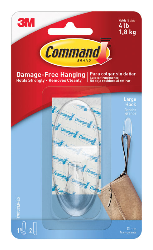 3M Command Large Plastic Hook 3-3/8 in. L 1 pk (Pack of 6)