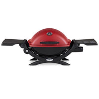 Weber Q1200 Series Gas Grill Red 1 Burner 8500 BTU Liquid Propane with Side Shelves