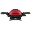 Weber Q1200 Series Gas Grill Red 1 Burner 8500 BTU Liquid Propane with Side Shelves