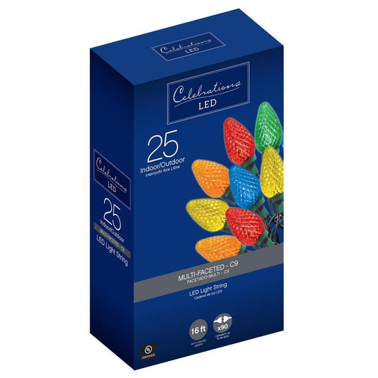Celebrations LED C9 Multicolored 25 ct String Christmas Lights 16 ft. (Pack of 12)