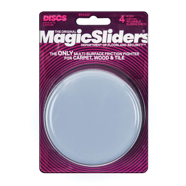 Magic Sliders - Discos deslizantes de plástico adhesivos de 4 pulgadas, color gris, paquete de 4