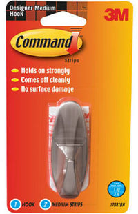 3M Command Medium Plastic Hook 3-1/8 in. L 1 pk (Pack of 4)