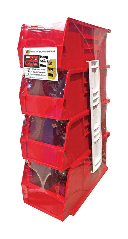 Quantum Storage 5-1/2 in. W X 11 in. H Stack and Hang Bin Polypropylene 4 pk Red