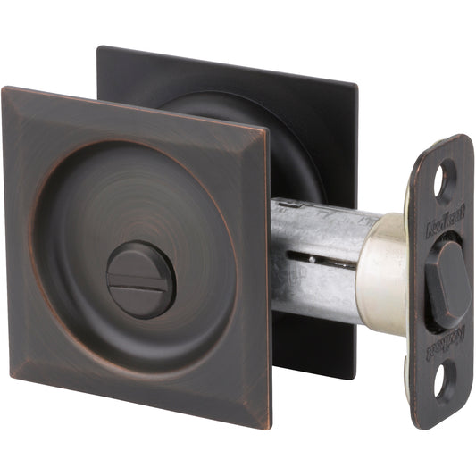 335x11P Square Pocket Door Lock Privacy - Venetian Bronze