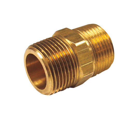 JMF 3/8 in. MPT x 1/4 in. Dia. MPT Brass Reducing Hex Nipple (Pack of 5)