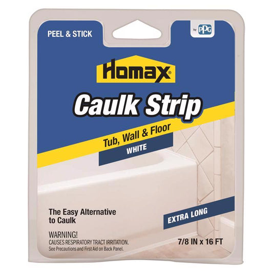 Homax White Silicone Caulk Strips 7/8 in. x 16 ft. for Floor & Tub Surface