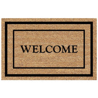 DeCoir 18 in. L X 30 in. W Tan/Black Classic Welcome Border Entrance Mat