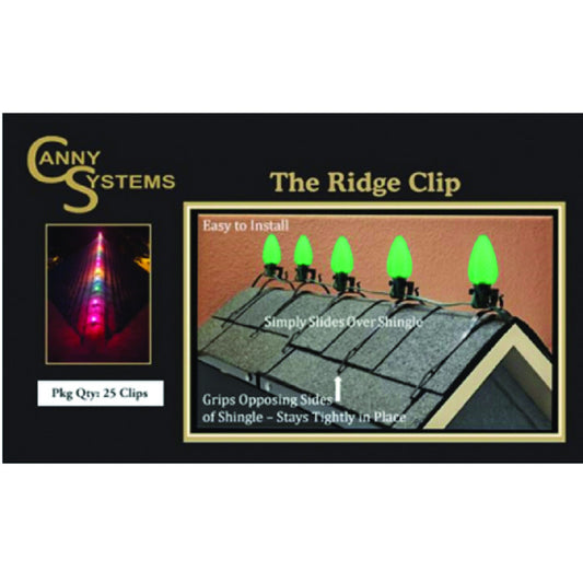 Canny System Ridge Clip Plastic Clear Light Hanging Clips and Staples (Pack of 12)