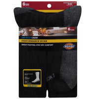 Dickies Dri-Tech Men's 12-15 Crew Socks Black (Pack of 2)
