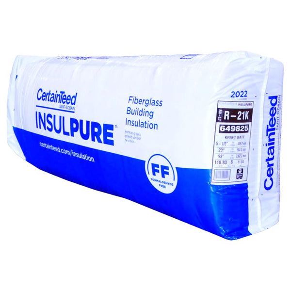 Certainteed 15 in. W X 93 in. L X 5.5 in. R-21 Kraft Faced Fiberglass Insulation Batt 77.50 sq ft - Open Box