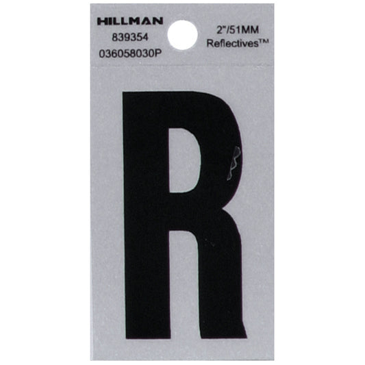 Hillman 2 in. Reflective Black Mylar Self-Adhesive Letter R 1 pc (Pack of 6)