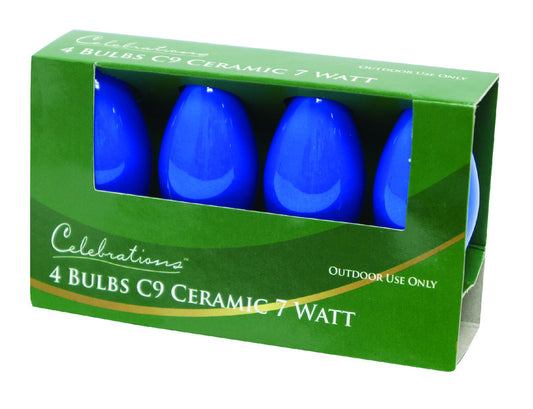 Celebrations Ceramic C9 Incandescent Replacement Bulb Blue 4 lights