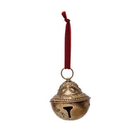 Creative Co-Op Gold/Red Sleigh Bell Ornament 5 in. (Pack of 12)