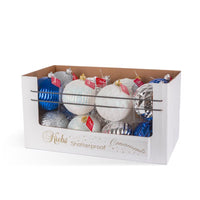 Krebs Blue/Silver/White Shatterproof Ornaments (Pack of 16)