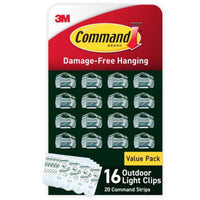 3M Command Strips Clear Outdoor Light Clips with Command� Adhesive (Strips Pack of 4)