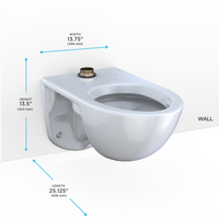 TOTO® TORNADO FLUSH® Commercial Flushometer Wall-Mounted Toilet, Elongated,  Cotton White - CT728CU#01