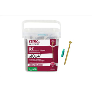 GRK Fasteners R4 No. 10 X 4 in. L Star Coated W-Cut Multi-Purpose Screws 270 pk