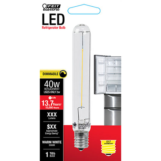 Feit LED T6.5 E17 (Intermediate) LED Bulb Warm White 40 Watt Equivalence 1 pk