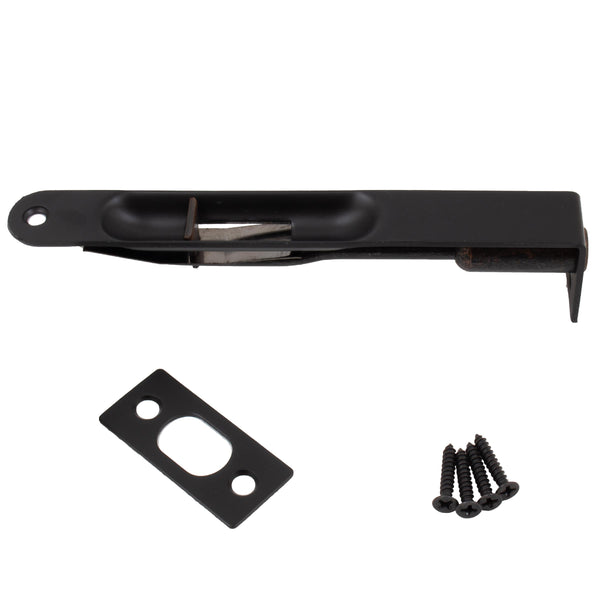 Cerrojo empotrado, esquina cuadrada x esquina redonda, 6 pulgadas, negro mate de Stone Harbor Hardware