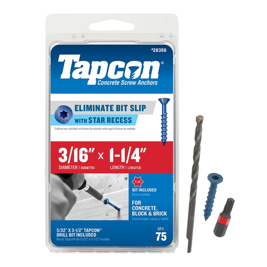 Tapcon 1-1/4 in. L Star Flat Head Concrete Screws 75 pk