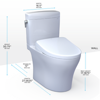 TOTO® WASHLET®+ Aquia IV® Cube Two-Piece Elongated Dual Flush 1.28 and 0.9 GPF Toilet with S7A Contemporary Bidet Seat, Cotton White - MW4364736CEMFGN#01