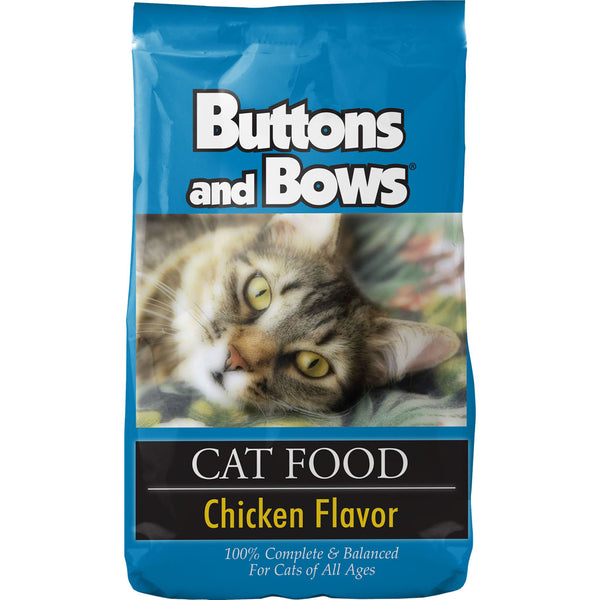Botones y lazos Comida para gatos sabor pollo, 20 libras.