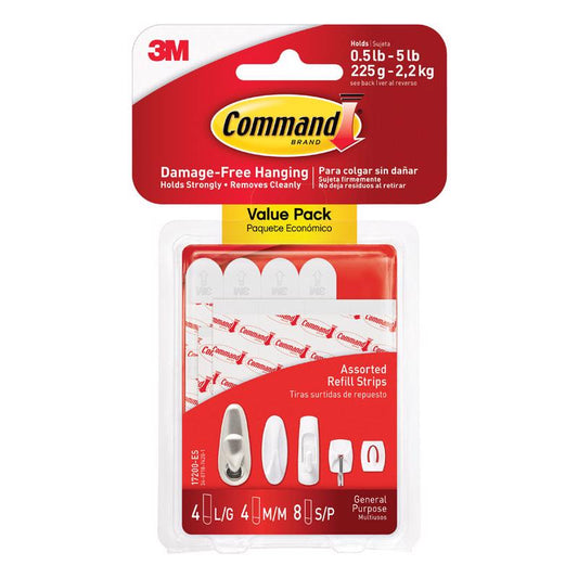 3M Command Assorted Foam Mounting Strips 3-3/8 in. L 12 pk