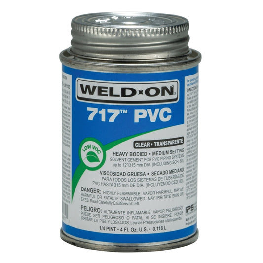 Ips Weldon Corporation Clear Medium Setting Heavy Body PVC Solvent Cement 1/4 Pint