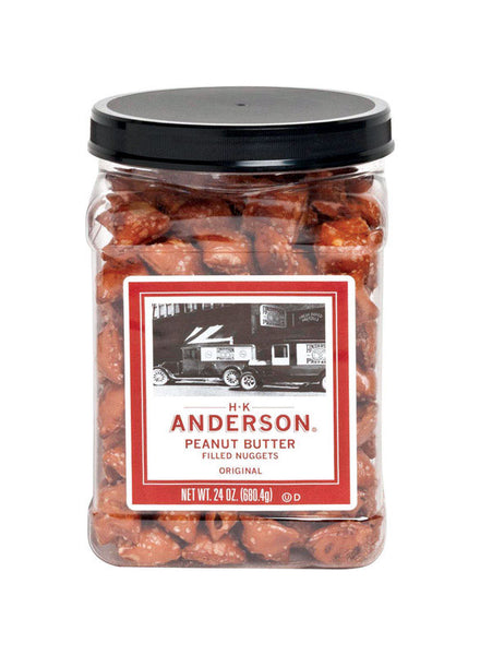 Pretzels rellenos de mantequilla de maní HK Anderson, frasco de 24 oz (paquete de 8)