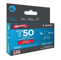 Arrow Monel T50 3/8 in. W X 3/8 in. L 18 Ga. Flat Crown Heavy Duty Staples 1000 pk (Pack of 5)