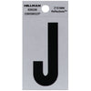 Hillman 2 in. Reflective Black Mylar Self-Adhesive Letter J 1 pc (Pack of 6)