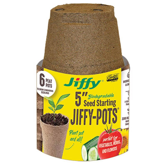 Jiffy 5 in. H Seed Starting Peat Pot 6 pk