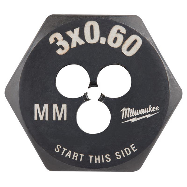 Milwaukee High Carbon Steel Metric M3-0.6 mm Hexagon Die M3-0.6 mm 1 pc