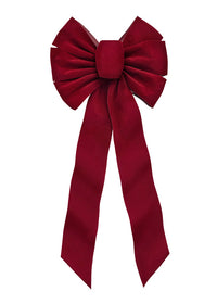 Outdoor Christmas Bow, 7-Loop, Burgundy Velvet, 10 x 22-In. (A)
