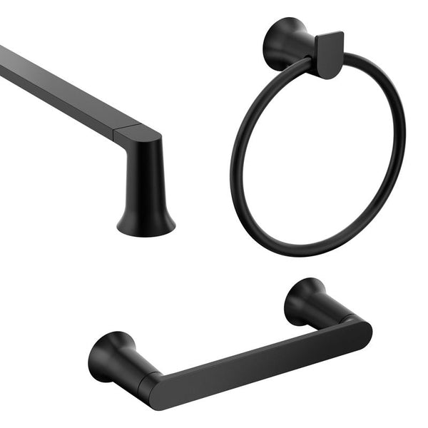 Moen Genta Negro mate Juego de barra para toallas de zinc