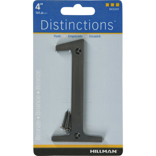 Hillman Distinctions 4 in. Bronze Metal Screw-On Number 1 1 pc (Pack of 3)