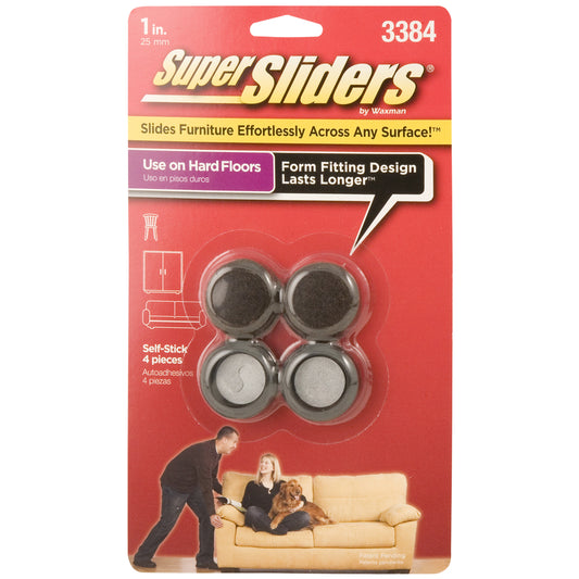 SuperSliders Felt/Plastic Self Adhesive Protective Pad Brown Round 1 in. W X 1 in. L 4 pk