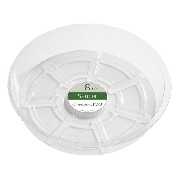 Platillo de plástico transparente para plantas de Crescent Garden de 2 pulgadas de alto x 8 pulgadas de profundidad (paquete de 50)