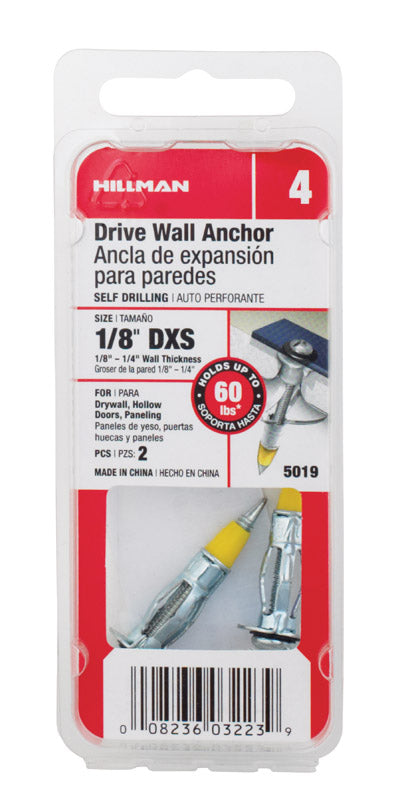 Hillman 1/8 in. Dia. x 1/8 X-Short in. L Metal Round Head Drive Wall Anchors 2 pk (Pack of 10)