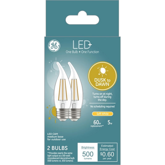 GE Lighting LED+ CAM E26 (Medium) LED Dusk to Dawn Bulb Soft White 60 Watt Equivalence 2 pk