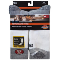 Dickies Dri-Tech Men's 6-12 Cushion Crew Socks White (Pack of 2)