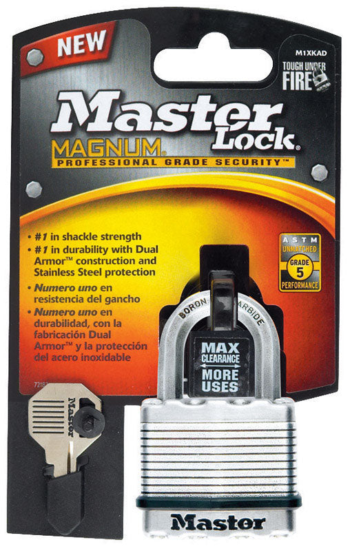 Master Lock Magnum 1-9/16 in. H X 1-3/4 in. W X 1-3/4 in. L Steel Dual Ball Bearing Locking Padlock