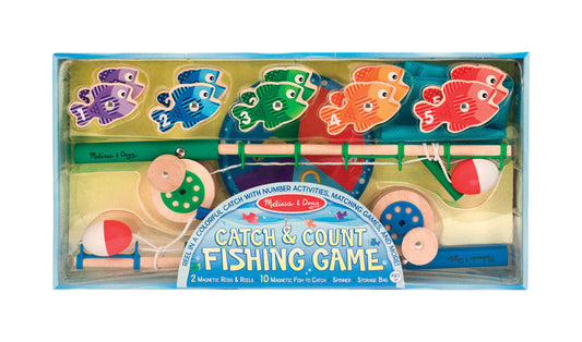 Melissa & Doug Catch and Count Magnetic Fishing Rod Set Wood Assorted 14 pc