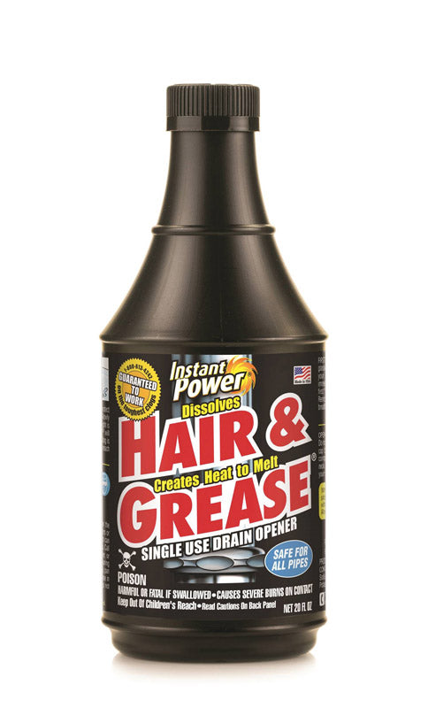 Instant Power Hair & Grease Liquid Drain Opener 20 oz (Pack of 6)
