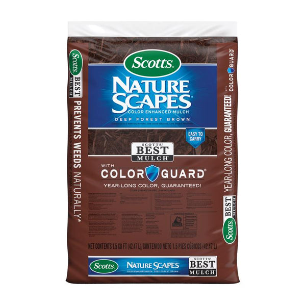 Mantillo Scotts Nature Scapes color marrón bosque profundo, con color mejorado, preventivo de malezas, 1.5 pies cúbicos (paquete de 80)