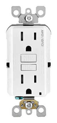 Leviton 15 amps 125 V White AFCI/GFCI Dual Function Outlet 5-15R 1 pk - Open Box