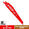 Diablo Demo Demon 6 in. Bi-Metal Nail-Embedded Wood Reciprocating Saw Blade 6/12 TPI 2 pk